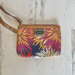 Nine West Floral Wristlet ~ Small Accessory Bag / Wallet, Coin Purse, Pink